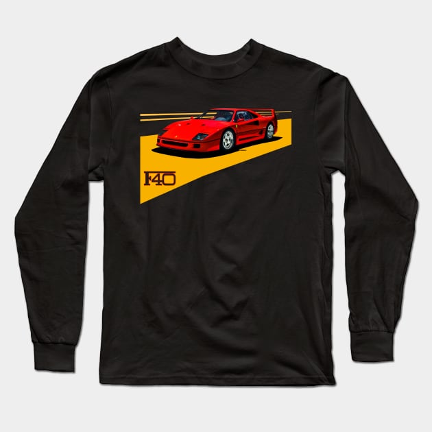 f40 scuderia Long Sleeve T-Shirt by retroracing